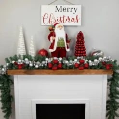 Shatterproof Ball Garland*Northlight 6' Silver Shatterproof Ball 3-Finish Christmas Garland