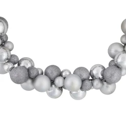 Shatterproof Ball Garland*Northlight 6' Silver Shatterproof Ball 3-Finish Christmas Garland