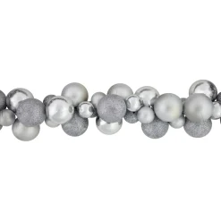 Shatterproof Ball Garland*Northlight 6' Silver Shatterproof Ball 3-Finish Christmas Garland