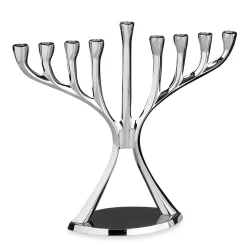 Rite Lite 8.75" Silver Shiny Contemporary Hanukkah Menorah