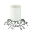 Candles & Holders*Melrose 9" Silver Snowflake Glittered And Jeweled Christmas Pillar Candle Holder