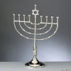 Rite Lite 11.5" Silver Solid Traditional Hanukkah Menorah Candles Stand