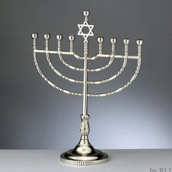 Rite Lite 11.5" Silver Solid Traditional Hanukkah Menorah Candles Stand