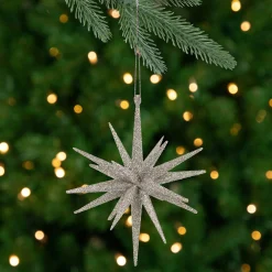 Northlight Stars>6" Silver Sparkling Starburst Hanging Christmas Ornament