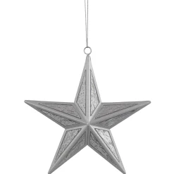 Northlight Stars>5.5" Silver Speckled Glass Style Star Christmas Ornament