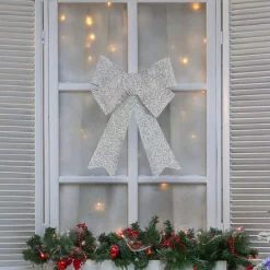 Bows*Northlight 17" Silver Tinsel 4-Loop Bow Christmas Decoration