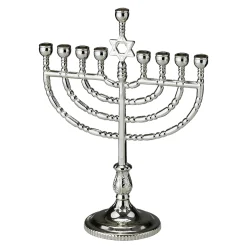 Rite Lite 8.5" Silver Traditional Style Hanukkah Menorah With Star Of David