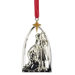 Northlight Nativity & Religious>3.5" Silver-Plated Nativity Scene Christmas Ornament With European Crystals