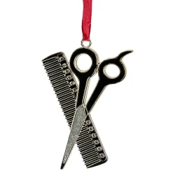 Northlight Occupations>3" Silver-Plated Scissors And Comb Christmas Ornament