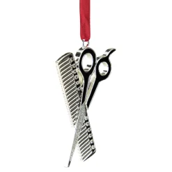 Northlight Occupations>3" Silver-Plated Scissors And Comb Christmas Ornament