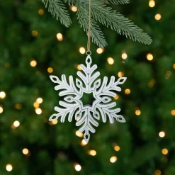 Northlight Snowflakes>5.5" Silvery White Metal Snowflake Christmas Ornament