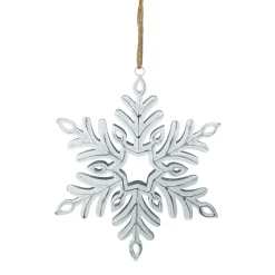 Northlight Snowflakes>5.5" Silvery White Metal Snowflake Christmas Ornament
