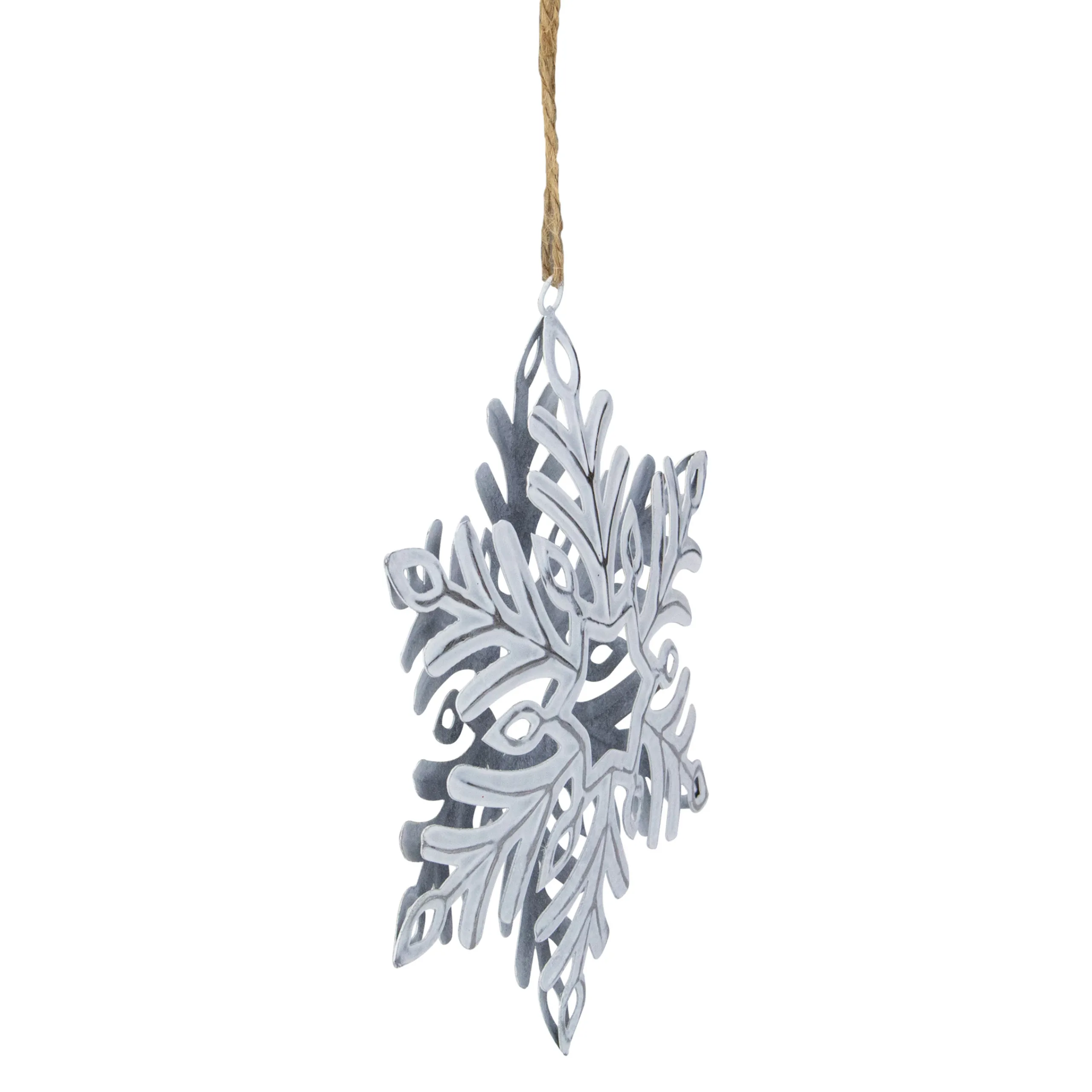 Northlight Snowflakes>5.5" Silvery White Metal Snowflake Christmas Ornament