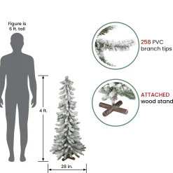 Northlight Alpine Trees>4' Slim Flocked Alpine Artificial Christmas Tree, Unlit