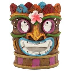 Northlight 4.5" Smiling Tiki Mask With Colorful Leaves Candle Holder