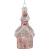 Northlight Inspirational>3.25" Snow Covered Pink Church Glass Christmas Ornament