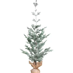 Northlight 5 And 5.5 Feet Tall>5' Snow Covered Slim Pine Artificial Christmas Tree With Jute Base– Unlit