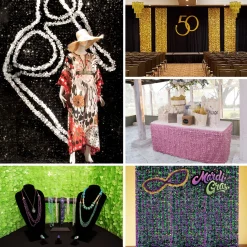 Showdown Displays 15' Snow White Contemporary Metallic Floral Sheeting Party Streamers