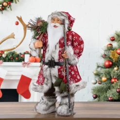 Santa Figures*Northlight 24" Snowflake Santa Claus With Staff And Mittens Christmas Figure