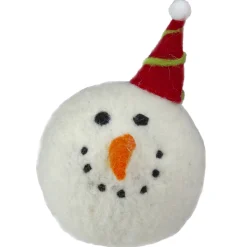 Tii Collections Snowmen>5" Snowman Head With A Red And Green Striped Hat Christmas Ornament