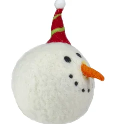 Tii Collections Snowmen>5" Snowman Head With A Red And Green Striped Hat Christmas Ornament