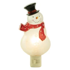 Northlight 6.75" Snowman Wearing Red Scarf Christmas Night Light