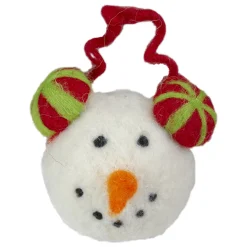 Tii Collections Snowmen>4" Snowmans Face Wearing Red And Green Striped Earmuffs Christmas Ornament