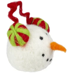 Tii Collections Snowmen>4" Snowmans Face Wearing Red And Green Striped Earmuffs Christmas Ornament