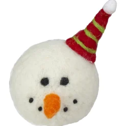 Tii Collections Snowmen>6" Snowmans Face With A Red And Green Striped Hat Christmas Ornament