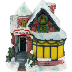 Christmas Villages*Northlight 4" Snowy Diner Christmas Village Building Decoration