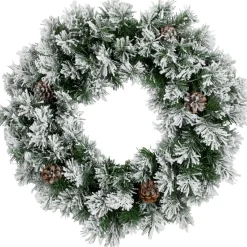 Unlit Wreaths*Northlight 36" Snowy Flocked Angel Pine With Pine Cones Artificial Christmas Wreath - Unlit