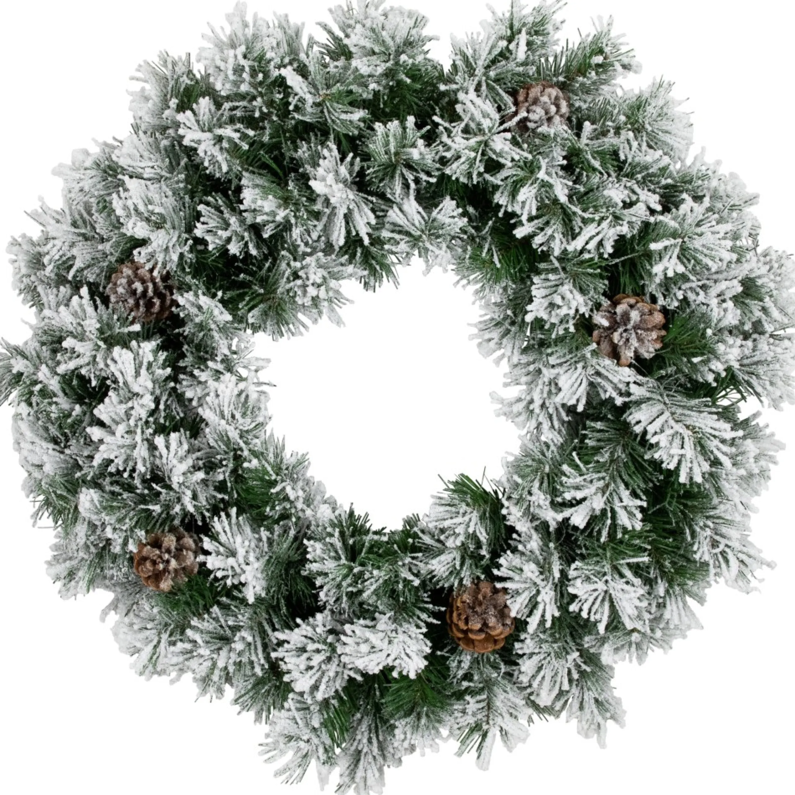 Unlit Wreaths*Northlight 36" Snowy Flocked Angel Pine With Pine Cones Artificial Christmas Wreath - Unlit