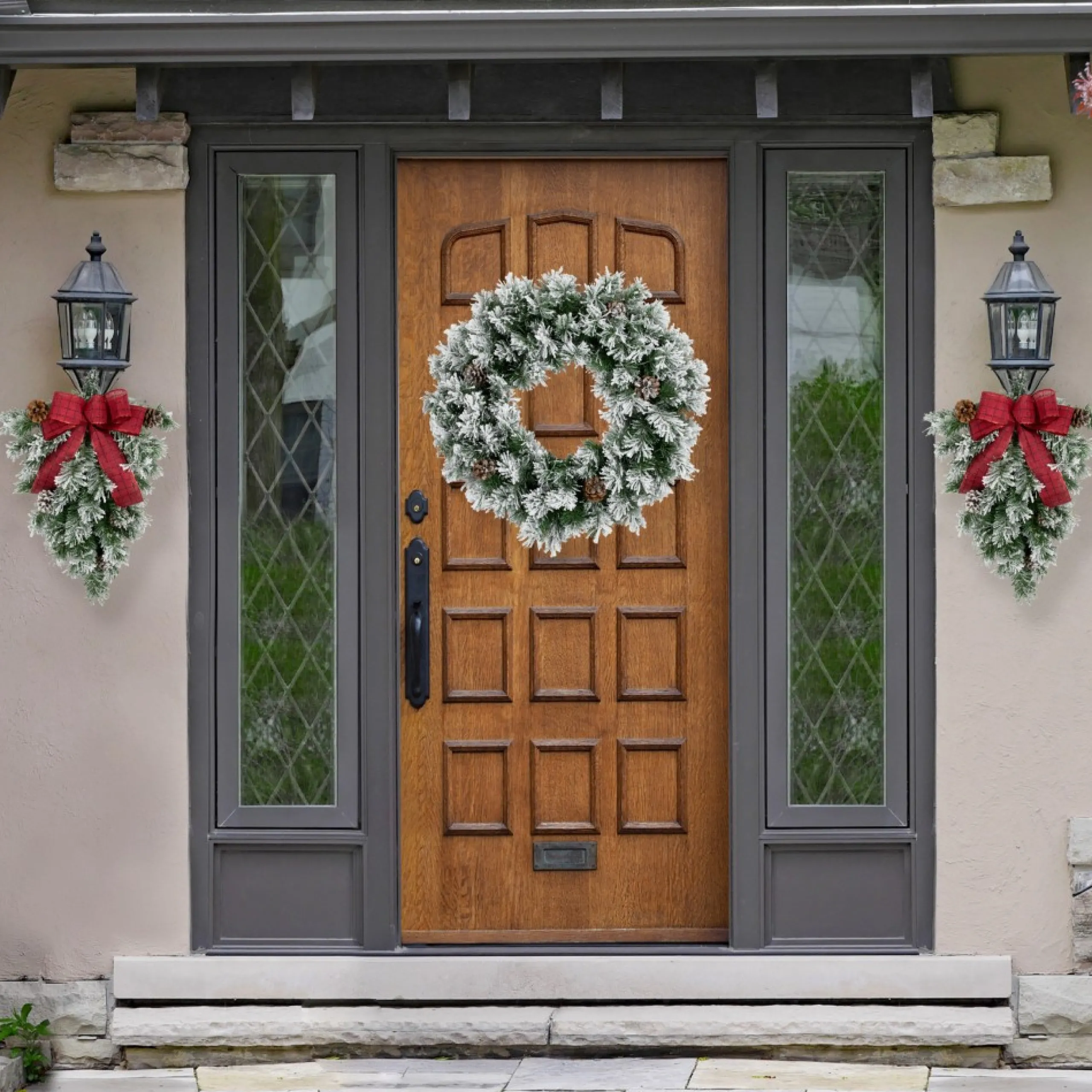 Unlit Wreaths*Northlight 36" Snowy Flocked Angel Pine With Pine Cones Artificial Christmas Wreath - Unlit