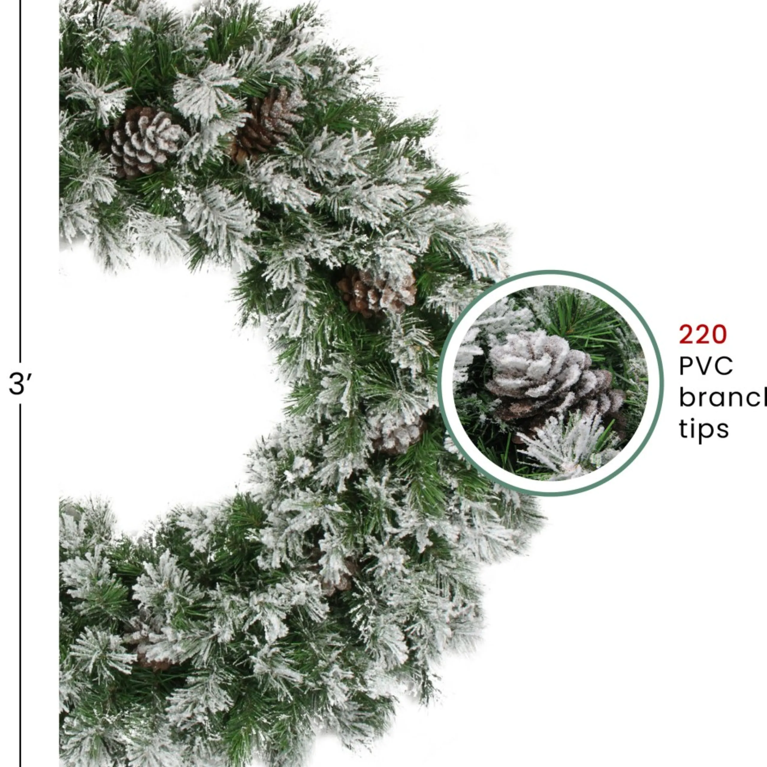 Unlit Wreaths*Northlight 36" Snowy Flocked Angel Pine With Pine Cones Artificial Christmas Wreath - Unlit