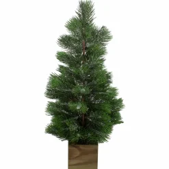 Northlight 3 And 3.5 Feet Tall>3' Snowy Pine Artificial Christmas Tree In Wooden Pot - Unlit