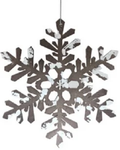 Melrose Snowflakes>8" Snowy Winter Glitter Tipped Brown And White Snowflake Decorative Christmas Ornament