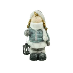 Candles & Holders*Northlight 18" Snowy Woodlands Little Girl Holding Tea Light Lantern Christmas Figurine