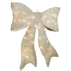 Window Decorations*Northlight 24" Sparkling Cream Lighted Bow Christmas Window Silhouette Decoration