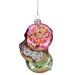 Northlight Food & Beverage>4.25" Stacked Doughnuts Glass Christmas Ornament
