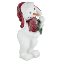 Plush Figures*Northlight 16" Standing Frosted Snowman Holding A Christmas Wreath Tabletop Figure