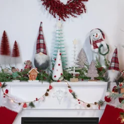 Plush Figures*Northlight 16" Standing Frosted Snowman Holding A Christmas Wreath Tabletop Figure