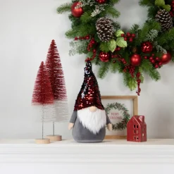 Gnomes*Northlight 11" Standing Gnome Christmas Decoration With Red Flip Sequin Hat
