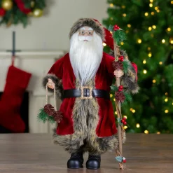 Santa Figures*Northlight 18" Standing Old World Santa Claus With Walking Stick