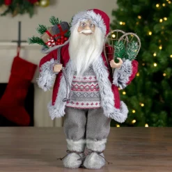 Santa Figures*Northlight 18" Standing Santa Christmas Figure With Snow Shoes And Presents