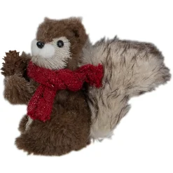 Plush Figures*Northlight 6" Standing Squirrel With Pinecone And Red Scarf Tabletop Christmas Figurine