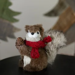 Plush Figures*Northlight 6" Standing Squirrel With Pinecone And Red Scarf Tabletop Christmas Figurine