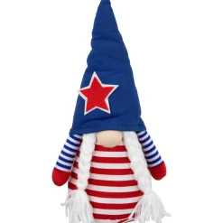Northlight 10.5" Striped Blue And Red Americana Gnome Girl Patriotic Figure