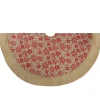 48 Inch And Smaller*Northlight 48" Tan And Red Rustic Burlap Poinsettia Christmas Tree Skirt