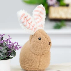 Northlight 9" Tawny Brown And White Plush Rabbit Easter Tabletop Figurine