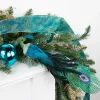 Northlight Animals>12" Teal And Green Peacock With Jewel Clip-On Christmas Ornament